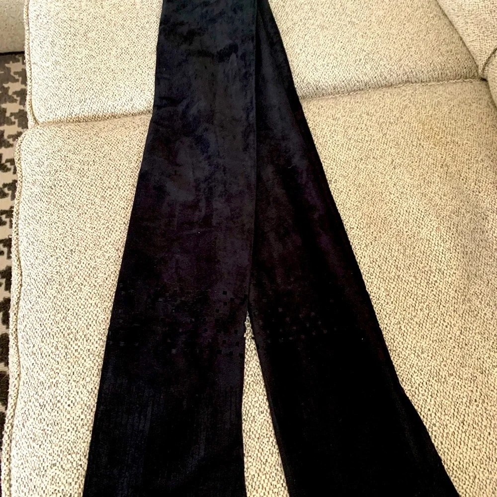 Ultra Suede Scarf Black NWT Square Cut Outs Fringe Artsy Shawl